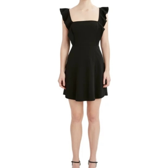 BCBG Black Ruffled Sheath Mini Dress - Picture 3 of 5